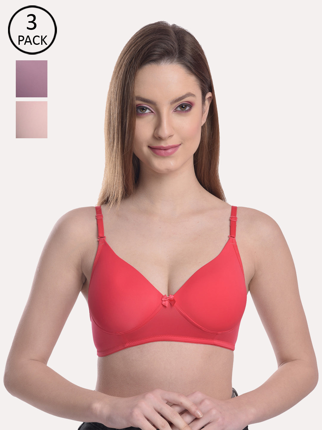 Women Pack of 3 Padded T-shirt Bra Dark-Multi