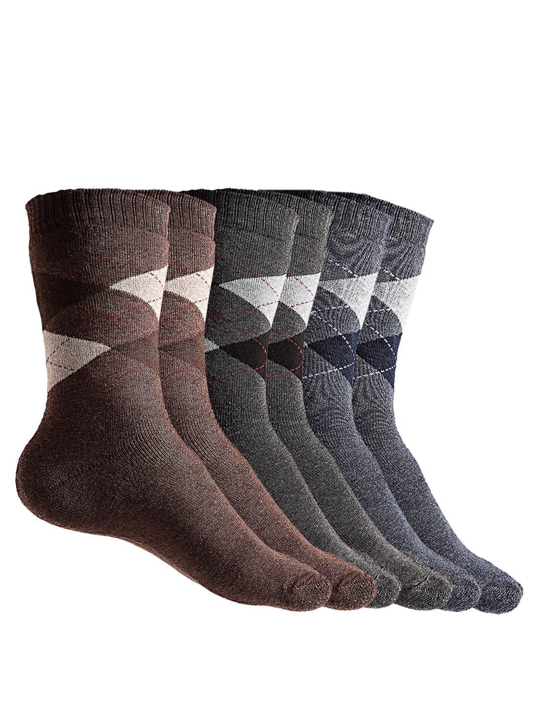 Texlon Men's Woolen Thick Towel Formal Winter Socks (Pack of 3 Pairs)(Free Size, Multicolored)