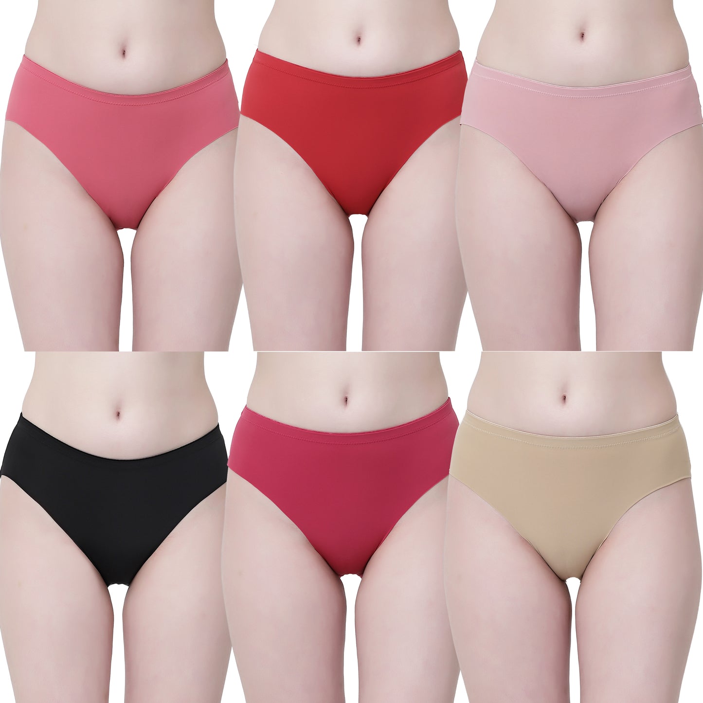 Pack Of 6 Mid-Rise Seamless Hipster Briefs Seamless Panties
