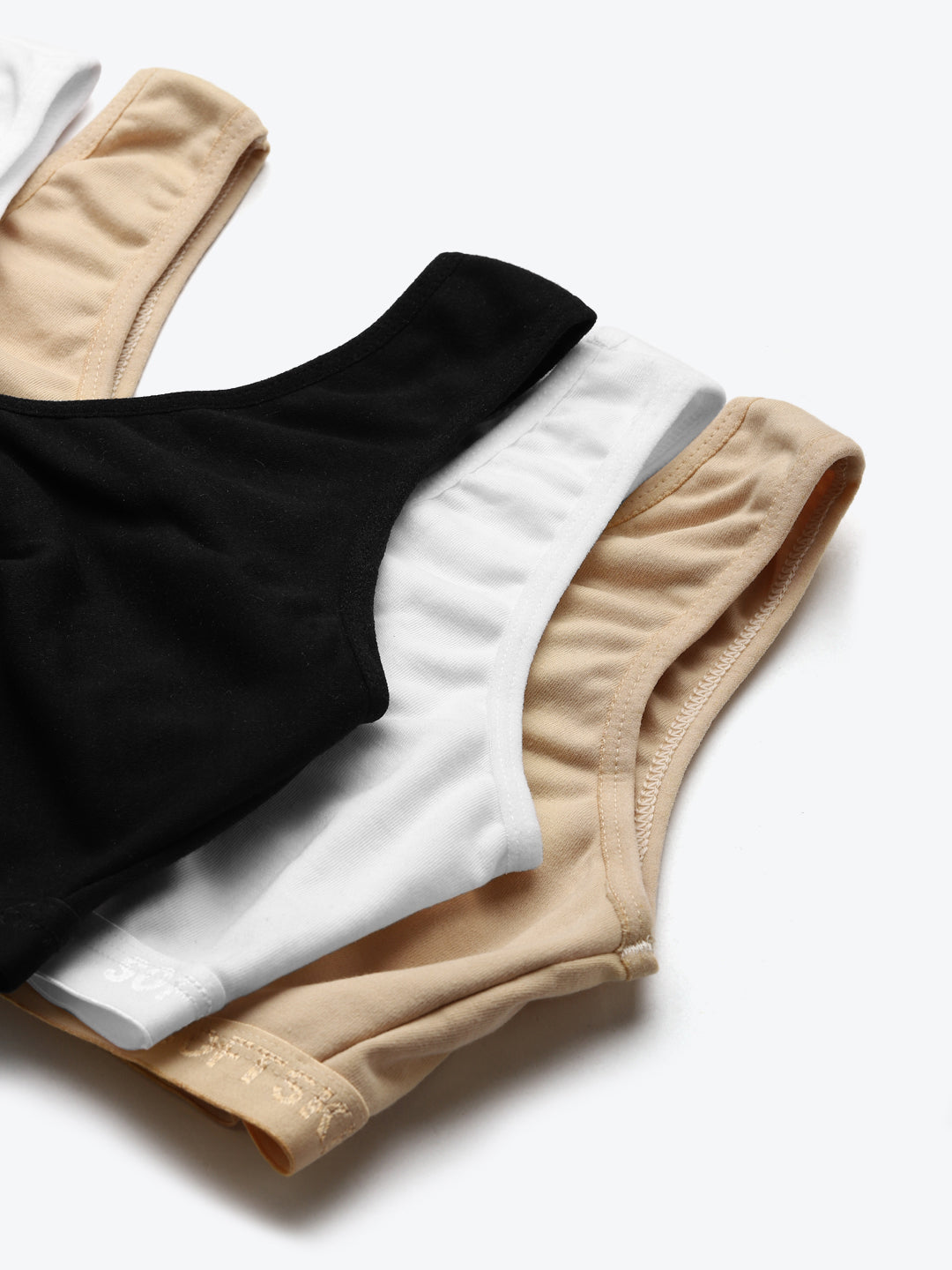 Pack of 3 Solid Non-Wired Non Padded Workout White Bra