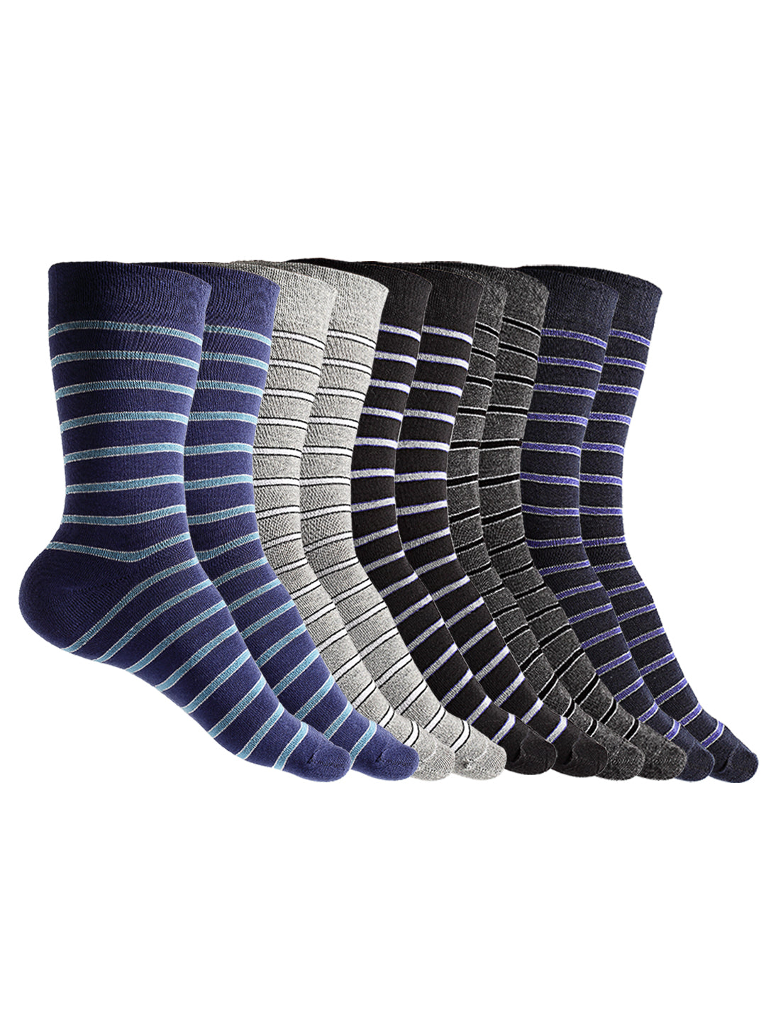 Texlon Men's Calf Length Cotton Spandex Socks (Multicolor, Free Size) - Pack of 5 Pairs