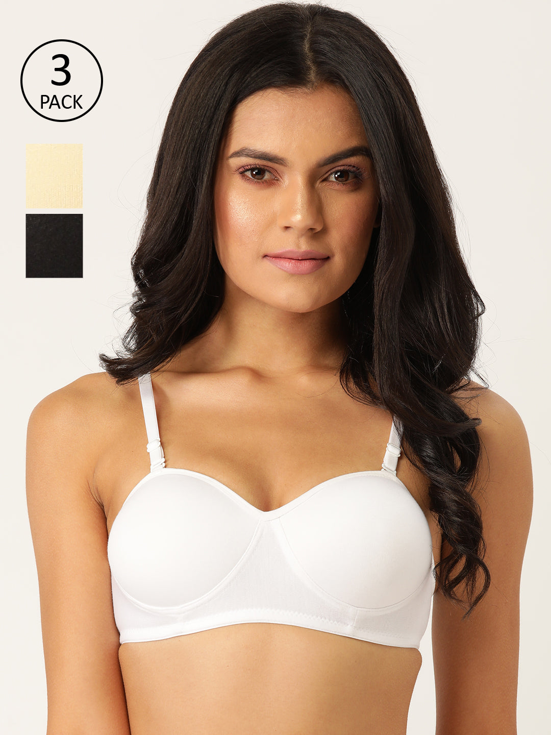Pack of 3 Solid Non-Wired Padded Everyday Bra