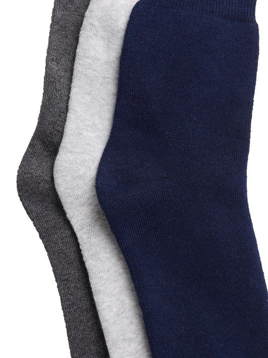 Texlon Men's Thick Terry Calf length Socks (Free Size) (Multicolor) - Pack Of 3 Pair
