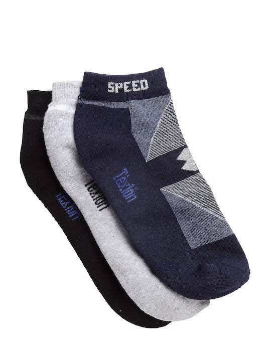 Texlon Men's Cotton Terry Cushioned sole Low Ankle Length Sports Socks (Free Size) (MultiColoured) - Pack Of 3 Pair