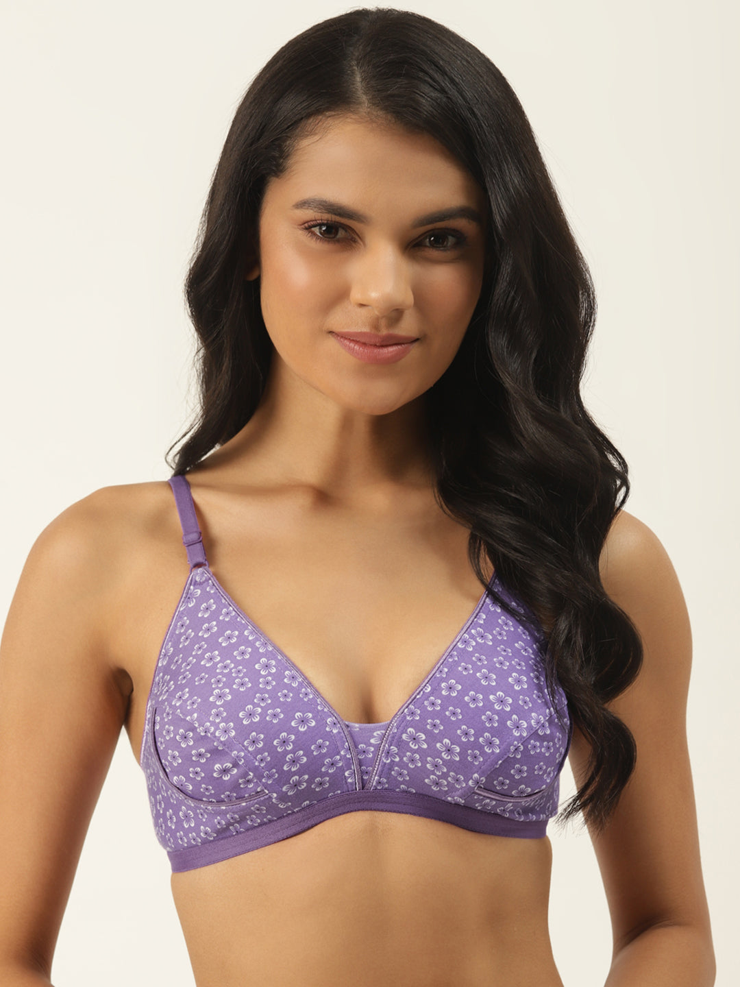 Pack of 3 Floral Print Non-Wired Non Padded Pure Cotton Everyday Bras