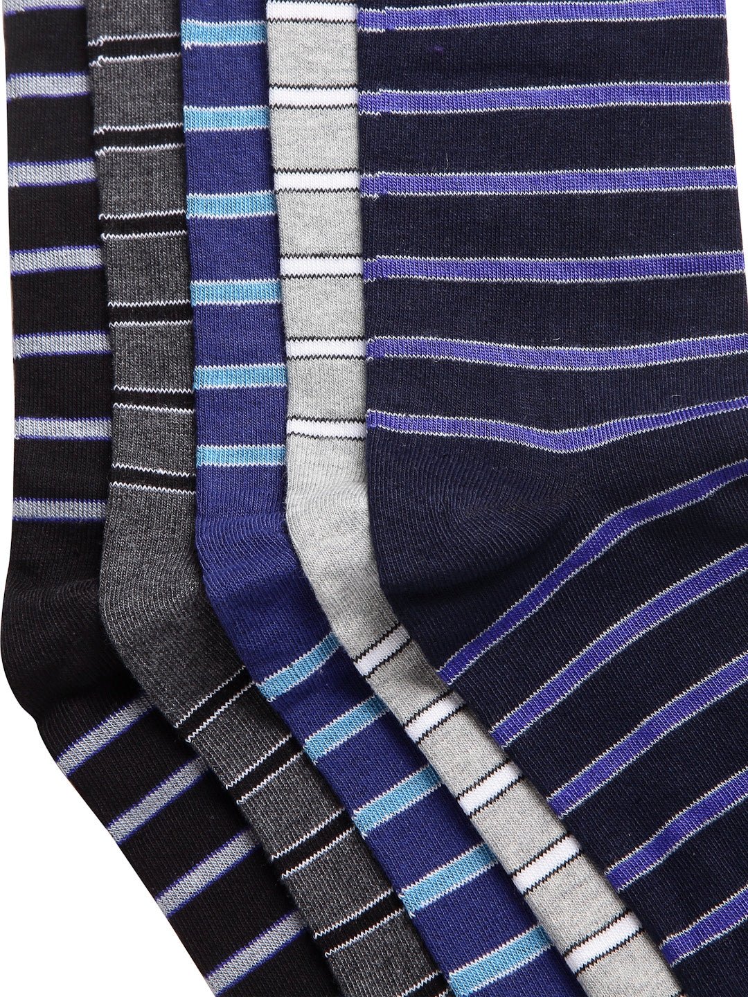 Texlon Men's Calf Length Cotton Spandex Socks (Multicolor, Free Size) - Pack of 5 Pairs
