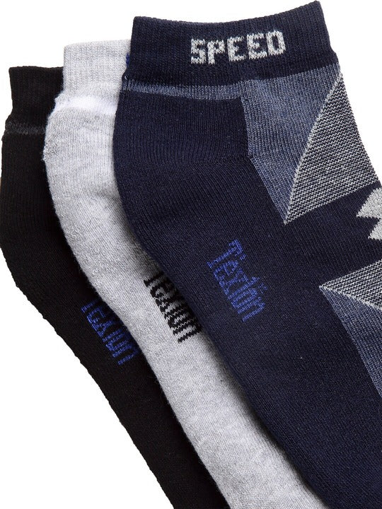 Texlon Men's Cotton Terry Cushioned sole Low Ankle Length Sports Socks (Free Size) (MultiColoured) - Pack Of 3 Pair