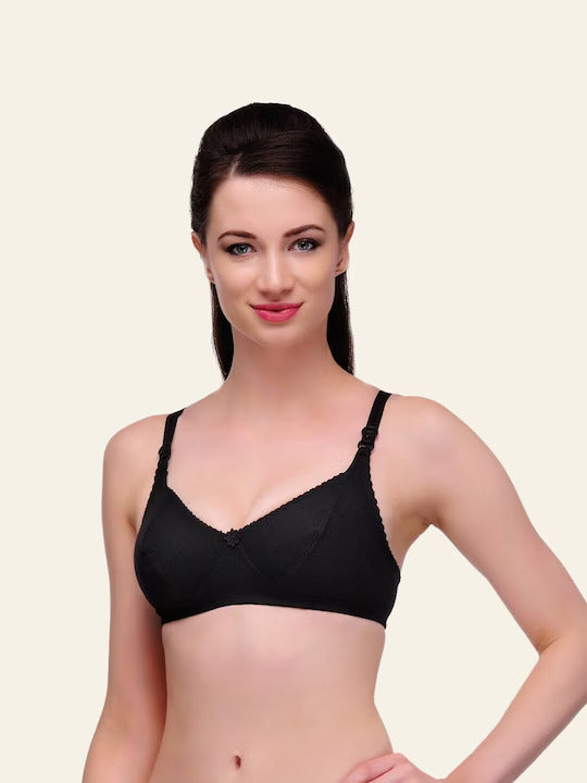 Pack of 3 Non Padded Full Coverage Black Bras