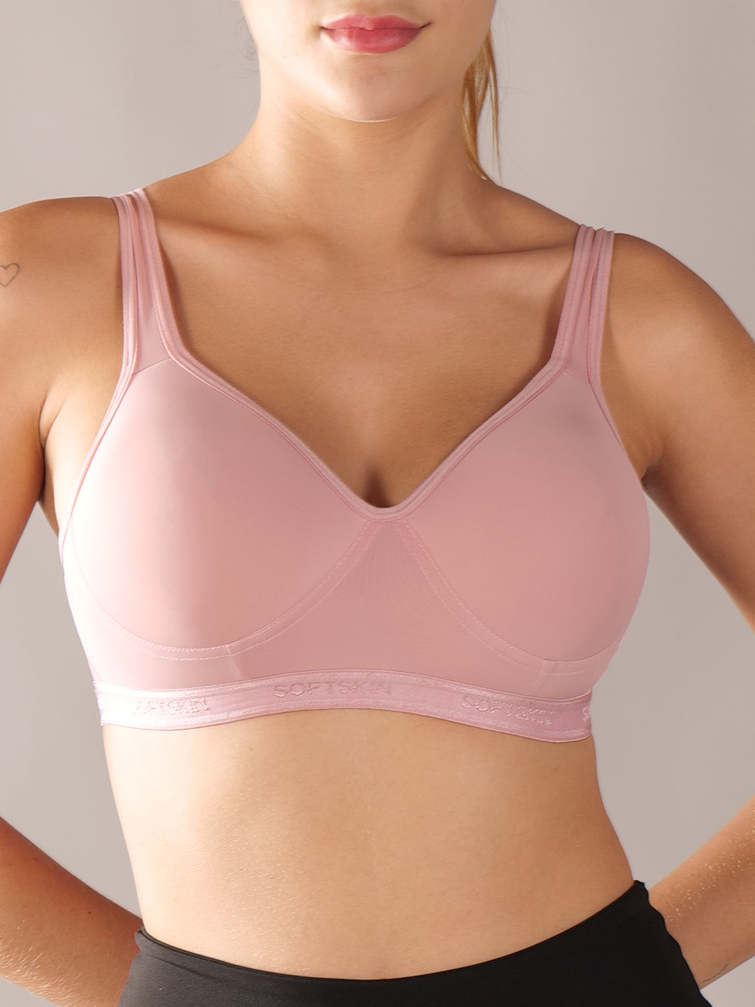 Softskin Pack of 3 Womens Nylon Spandex Padded Sports Bra