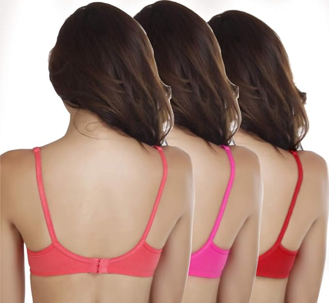 Softskin Women's Cotton Blend Non Padded Non-Wired T-Shirt Bra (Pack of 3)