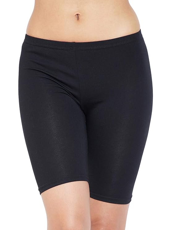 Women's Cotton Mid Waist Cycling Shorts with Inner Elastic