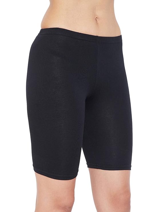 Women's Cotton Mid Waist Cycling Shorts with Inner Elastic