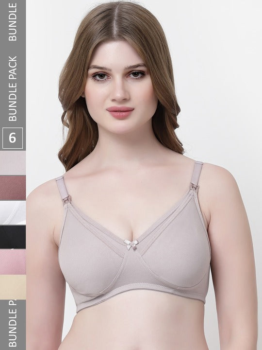 Pack Of 6 Full Coverage Non Padded Everyday Feeding Bra With All Day Comfort