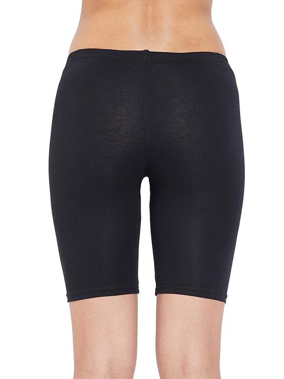 Women's Cotton Mid Waist Cycling Shorts with Inner Elastic