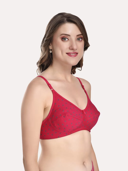 Women Red & Pink Pack Of 3 Floral Cotton Bra