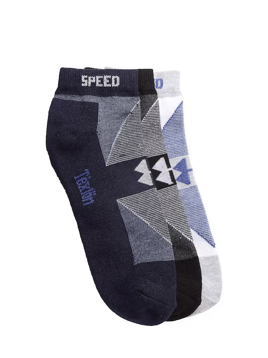 Texlon Men's Cotton Terry Cushioned sole Low Ankle Length Sports Socks (Free Size) (MultiColoured) - Pack Of 3 Pair