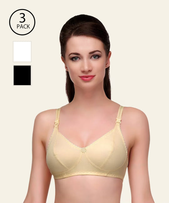 Pack of 3 Non Padded Full Coverage Bras