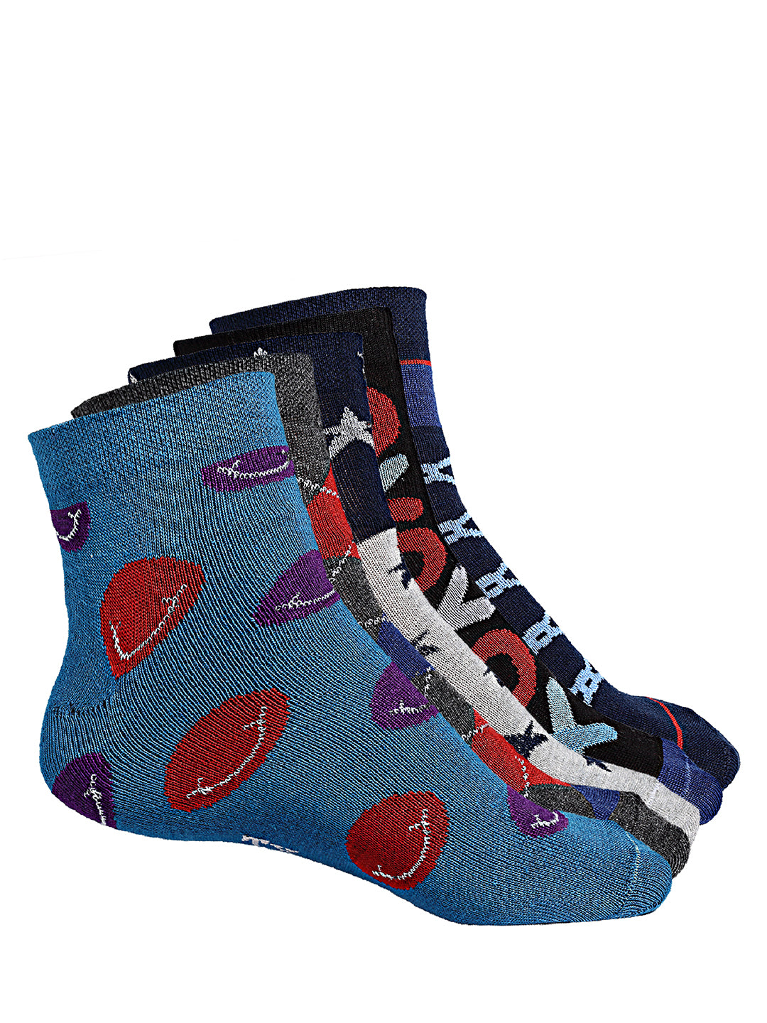 Texlon Kids Pack Of 5 Assorted Calf-Length Socks