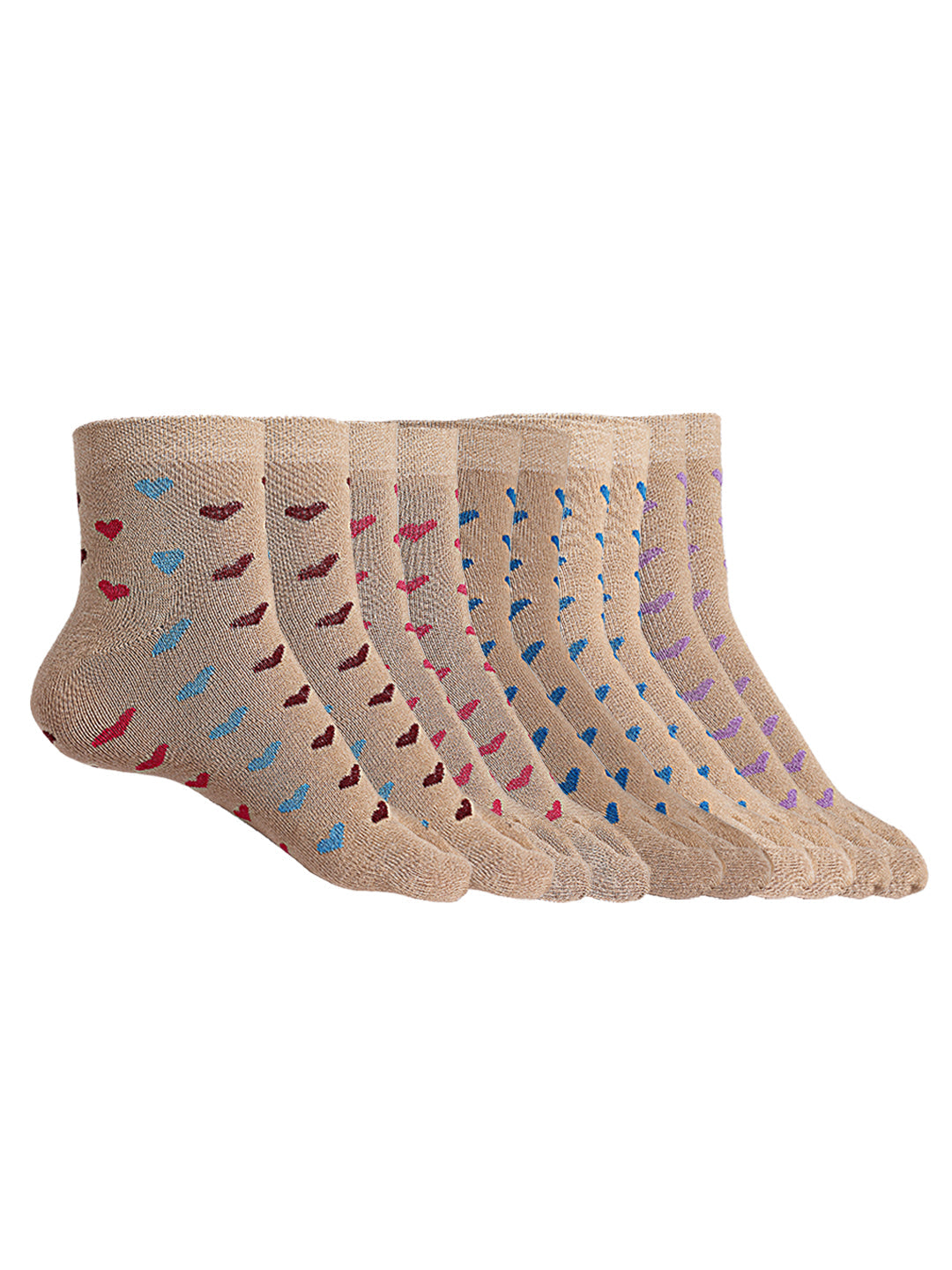 Texlon Women's Ankle Cotton Thumb socks (pack of 5 pairs)(Beige, Free Size)