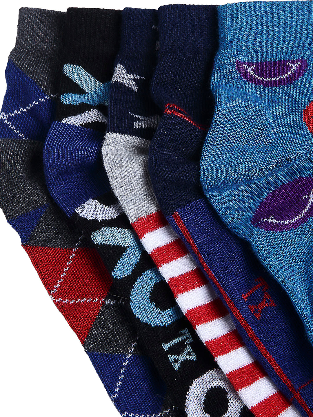 Texlon Kids Pack Of 5 Assorted Calf-Length Socks