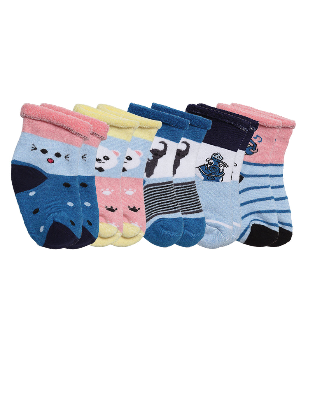 Texlon Kids Pack Of 5 Assorted Ankle-Length Socks