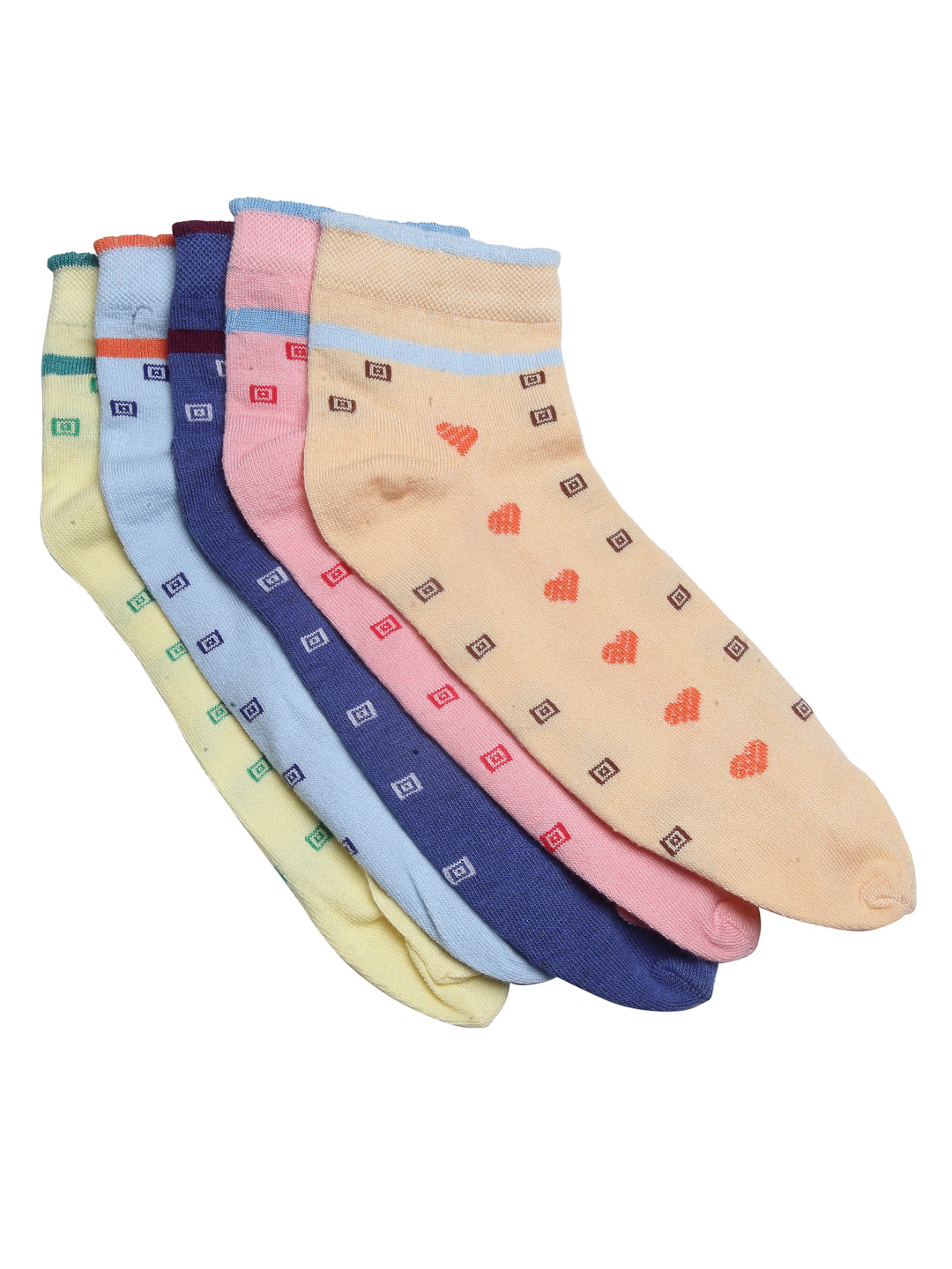 Texlon Women's Ankle Cotton Thumb socks (pack of 5 )(Multicolored , Free Size)