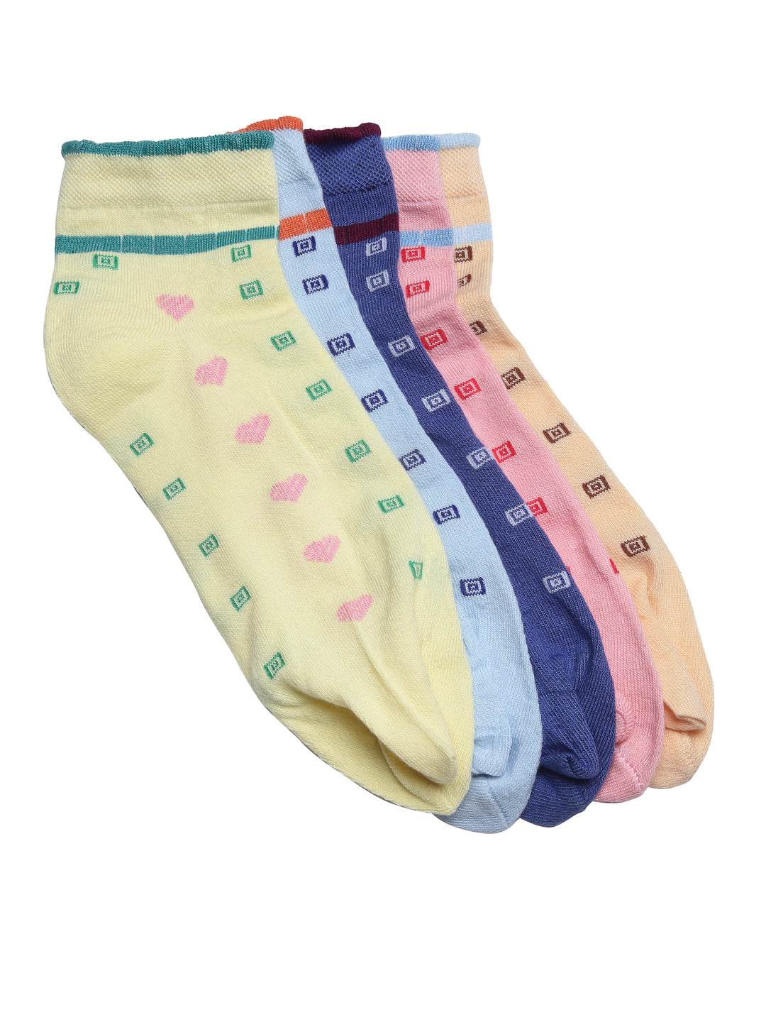 Texlon Women's Ankle Cotton Thumb socks (pack of 5 )(Multicolored , Free Size)
