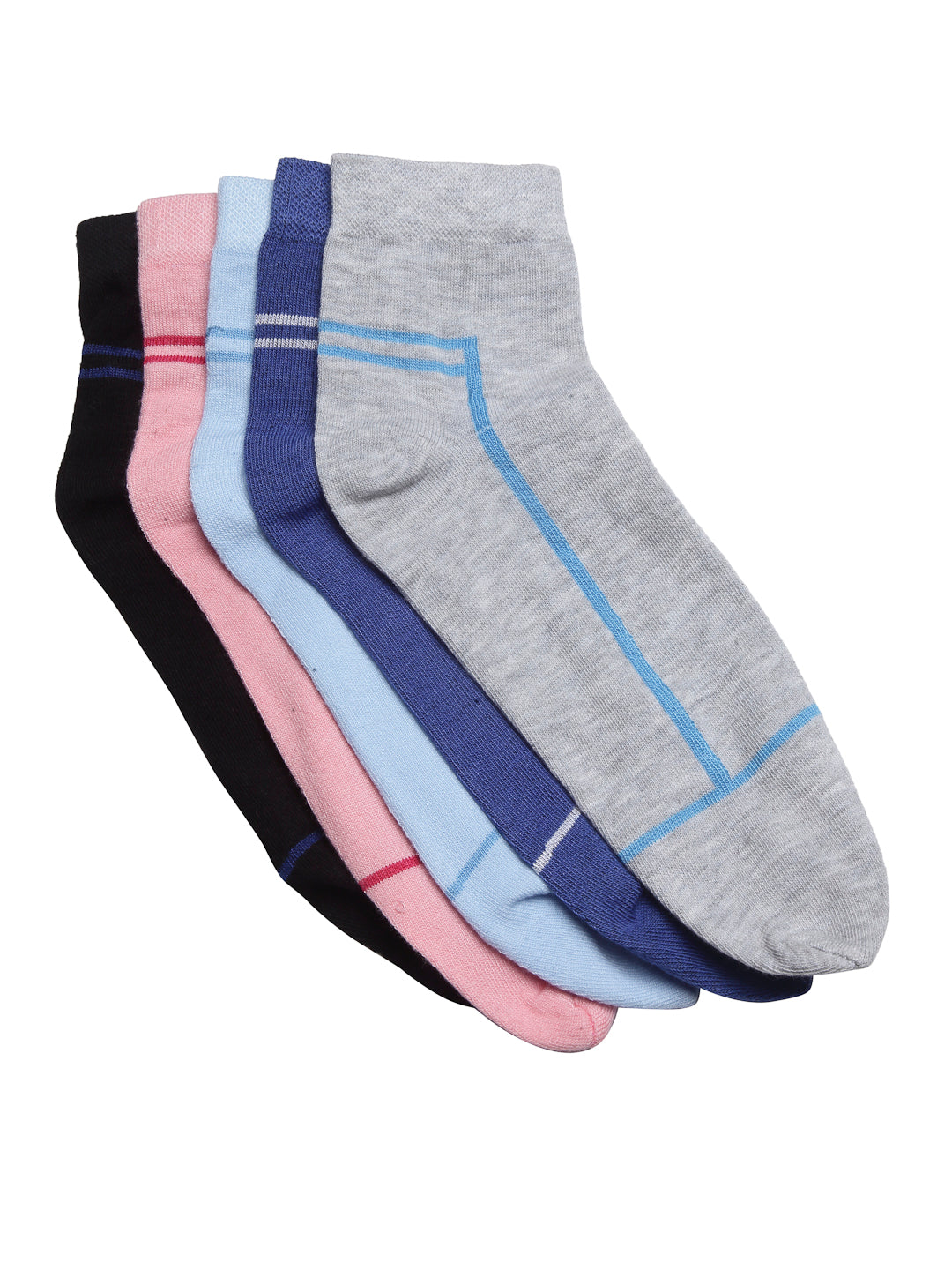 Texlon Women's Ankle Cotton Thumb socks (pack of 5 pairs)(Multicolored, Free Size)