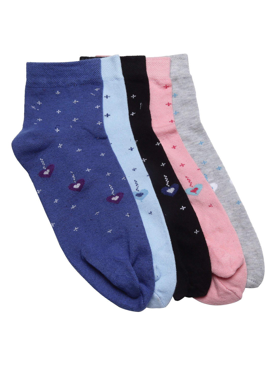 Texlon Women's Cotton Ankle Thumb socks (Pack of 5)(Multicolored, Free Size)