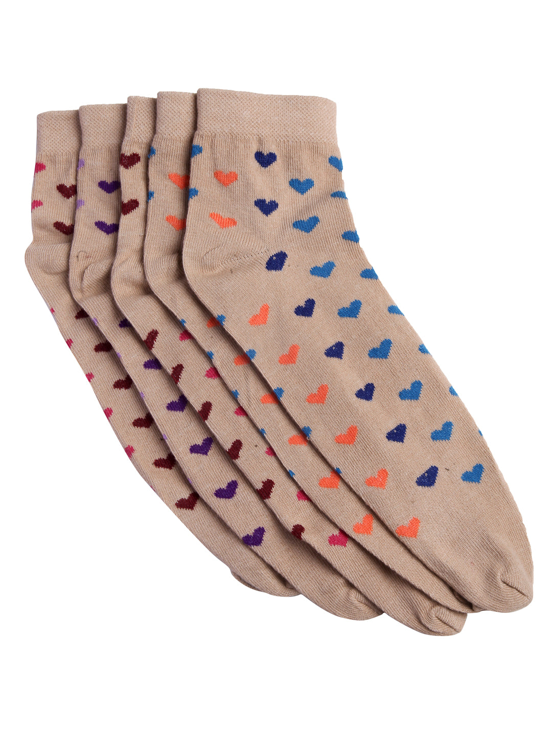 Texlon Women's Ankle Cotton Thumb socks (pack of 5 pairs)(Beige, Free Size)