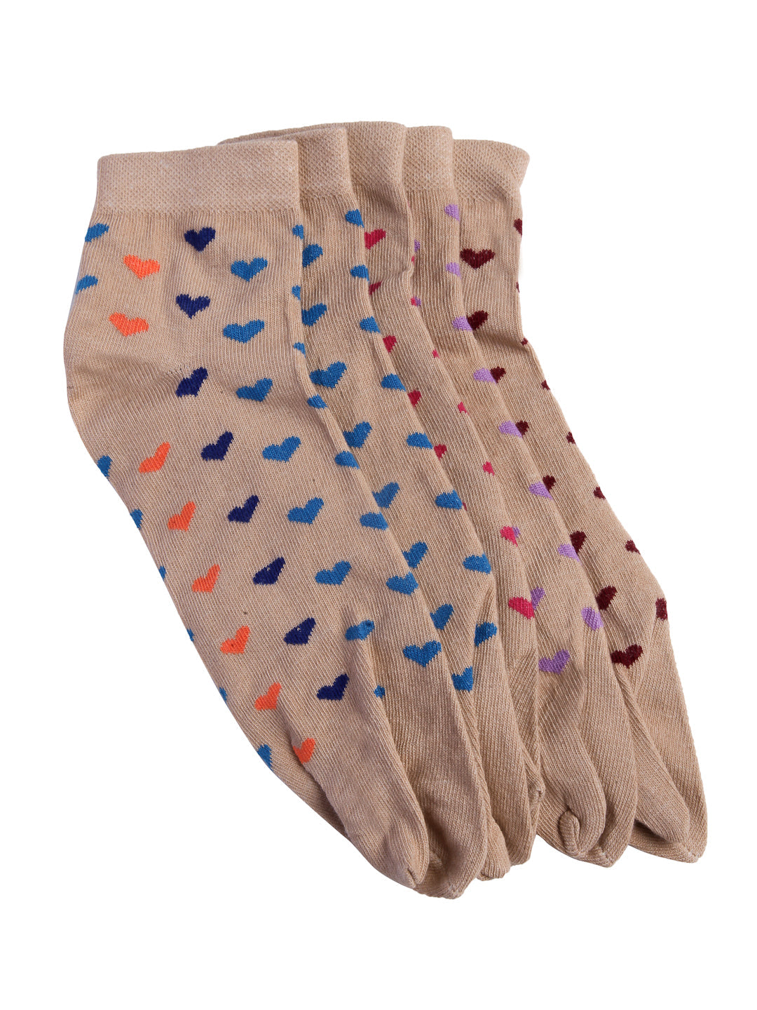 Texlon Women's Ankle Cotton Thumb socks (pack of 5 pairs)(Beige, Free Size)