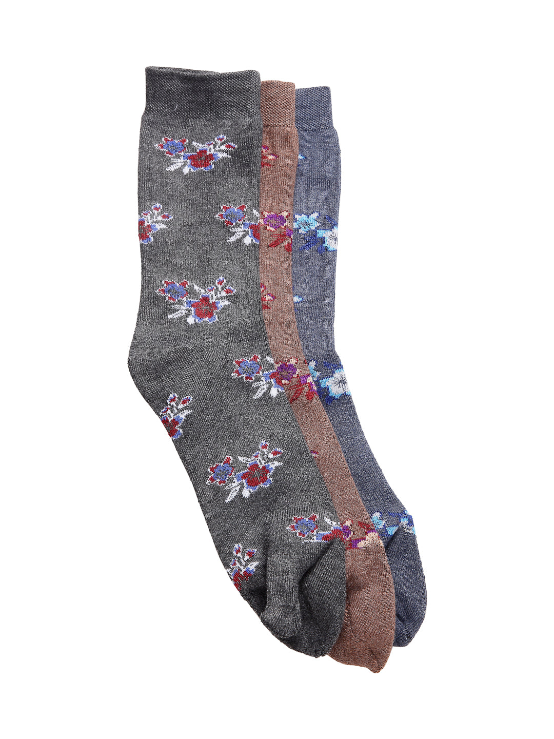 Texlon Women's Calf Length Towel Terry Thick Woolen Multicolored Thumb Socks(Pack of 3 Pairs)(Multicolored, Free Size)