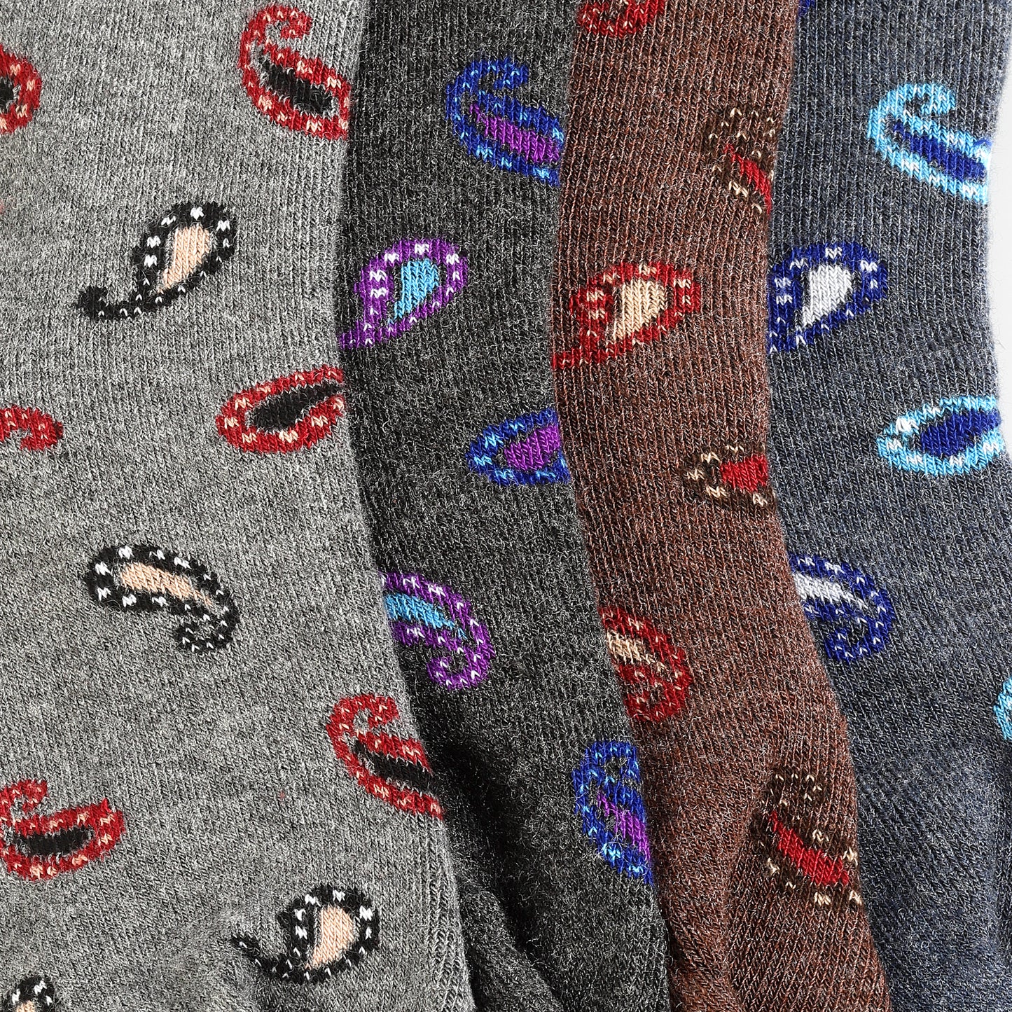 Texlon Women Calf Length Thumb Woolen Terry Thick Towel Socks Pack of 4