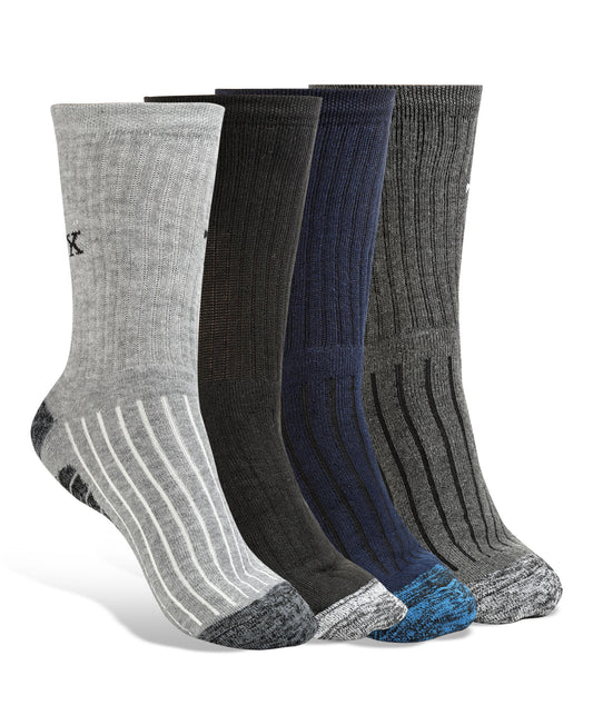 Texlon Men Calf Length Blended Spandex Thick Towel Terry Long Rib Elastic Compression Socks Pack of 4