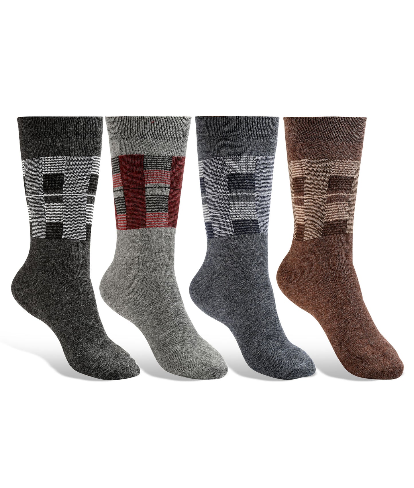 Texlon Men Calf Length Woolen Terry Thick Towel Socks Pack of 4