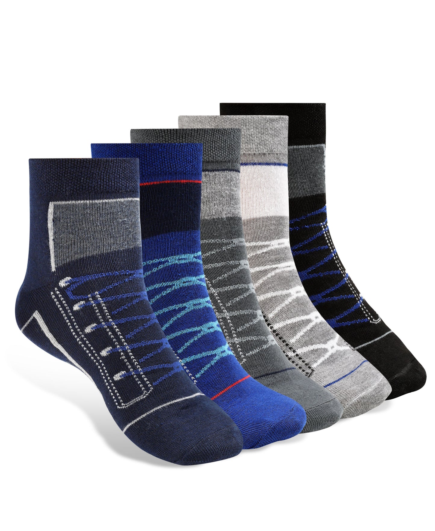 Texlon Men Ankle Length Shoe Print Spandex Casual Socks Pack of 5