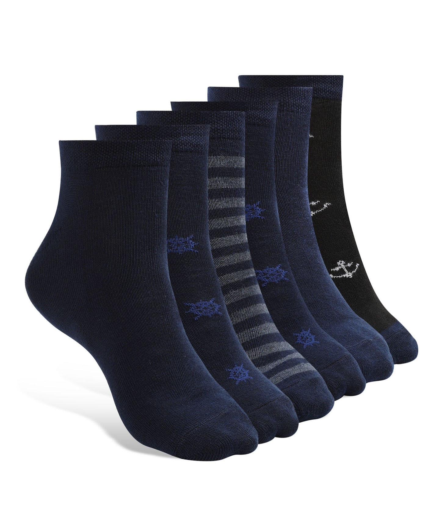 Texlon Men Ankle Length Cotton Blended Spandex Mix Design Casual/Formal Socks Pack of 6