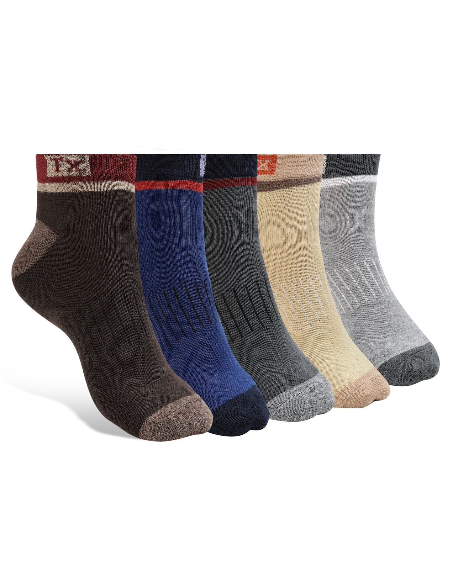 Texlon Men Ankle Length Cotton Blended Spandex Casual/Formal Socks Pack of 5