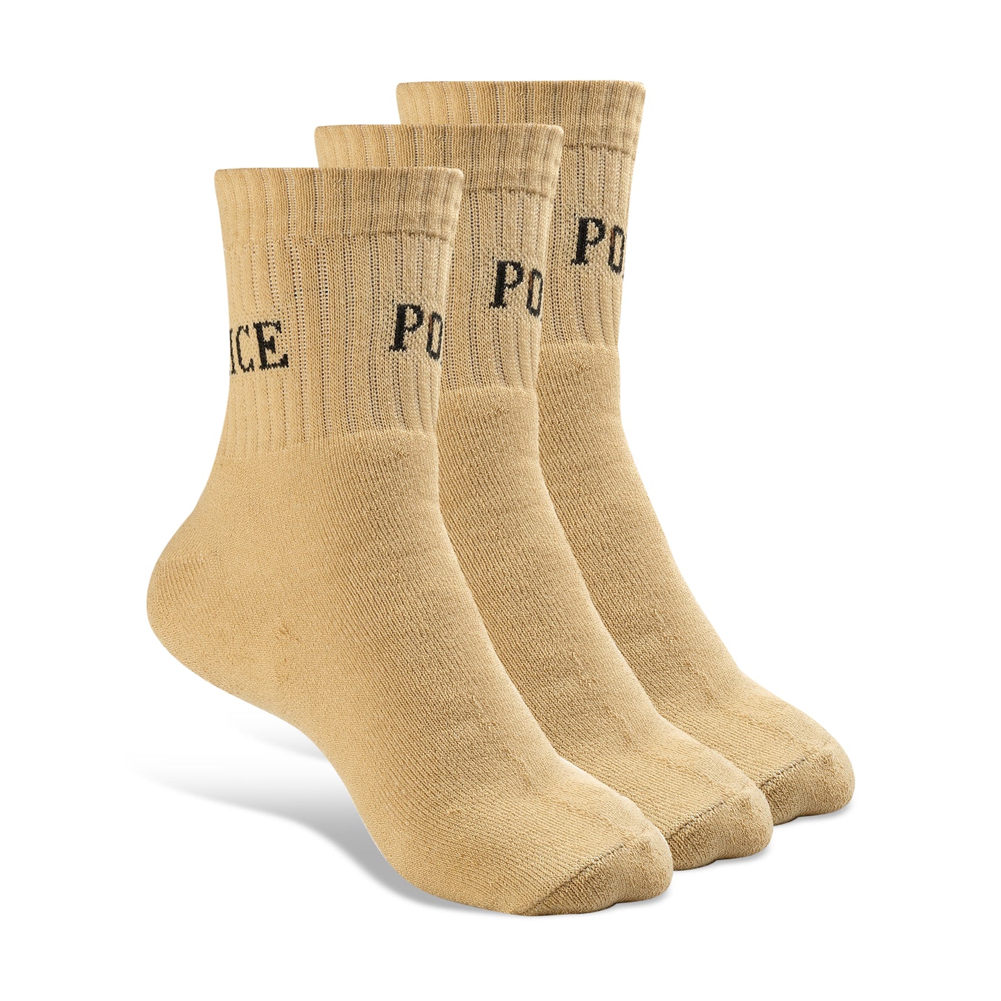 Texlon Men Calf Length Blended Spandex Thick Towel Terry Long Rib Elastic Police Uniform Socks Pack of 3
