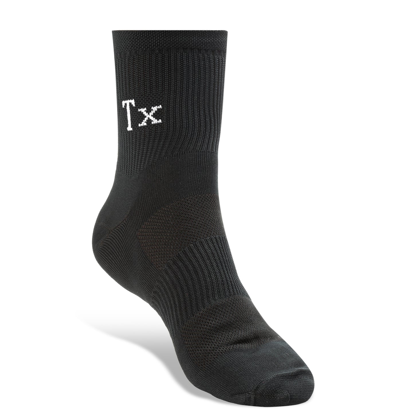 Texlon Men Ankle Length Polyamide Spandex Top Net Airy Long Rib Center Elastic Sports Black Socks Pack of 5