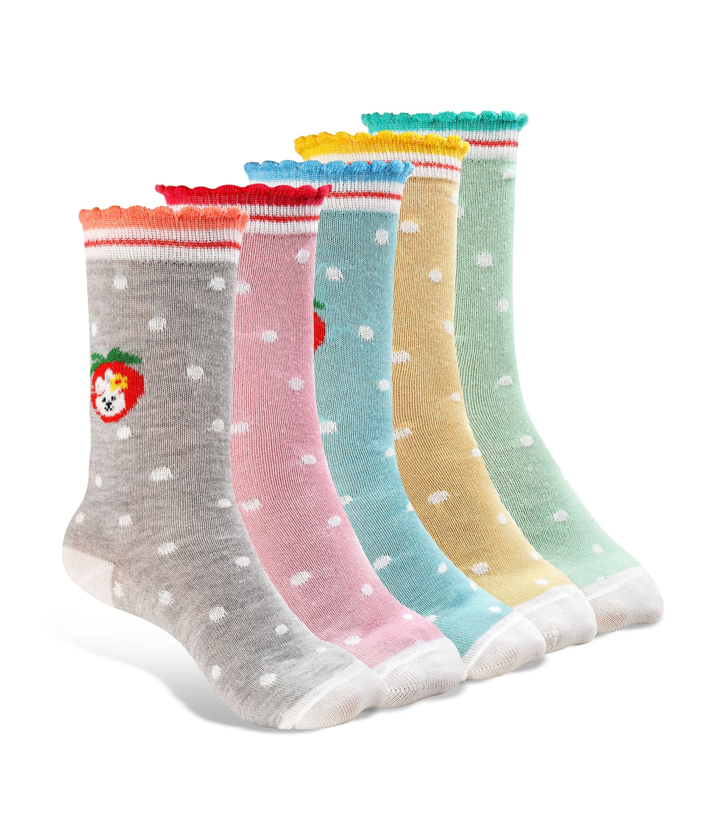 Texlon Kids Girls Calf Length Cotton Blended Spandex Top-Lace-Elastic Socks Pack of 5