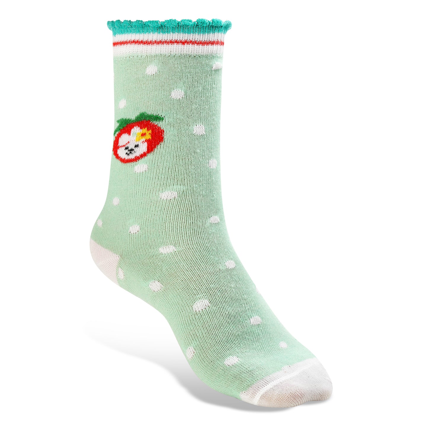Texlon Kids Girls Calf Length Cotton Blended Spandex Top-Lace-Elastic Socks Pack of 5