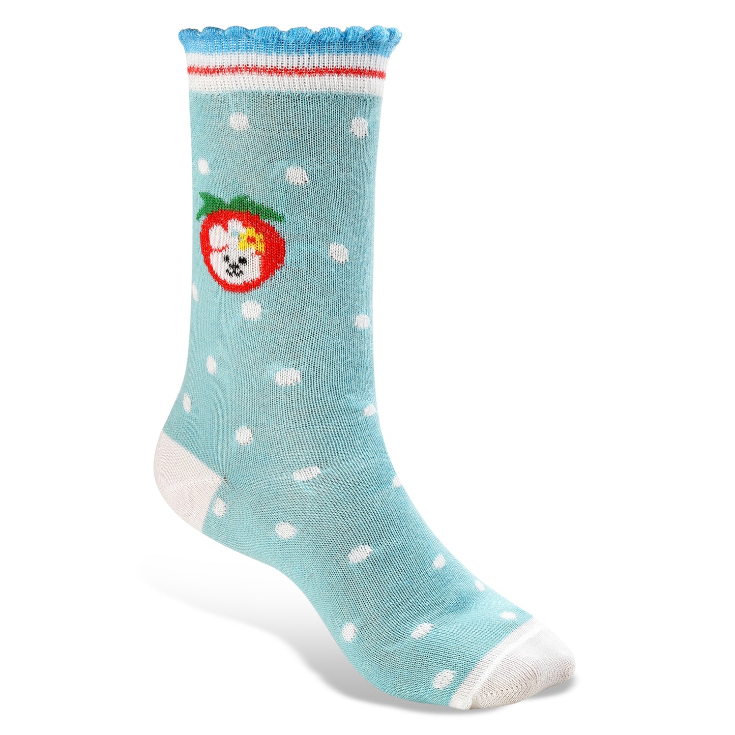 Texlon Kids Girls Calf Length Cotton Blended Spandex Top-Lace-Elastic Socks Pack of 5