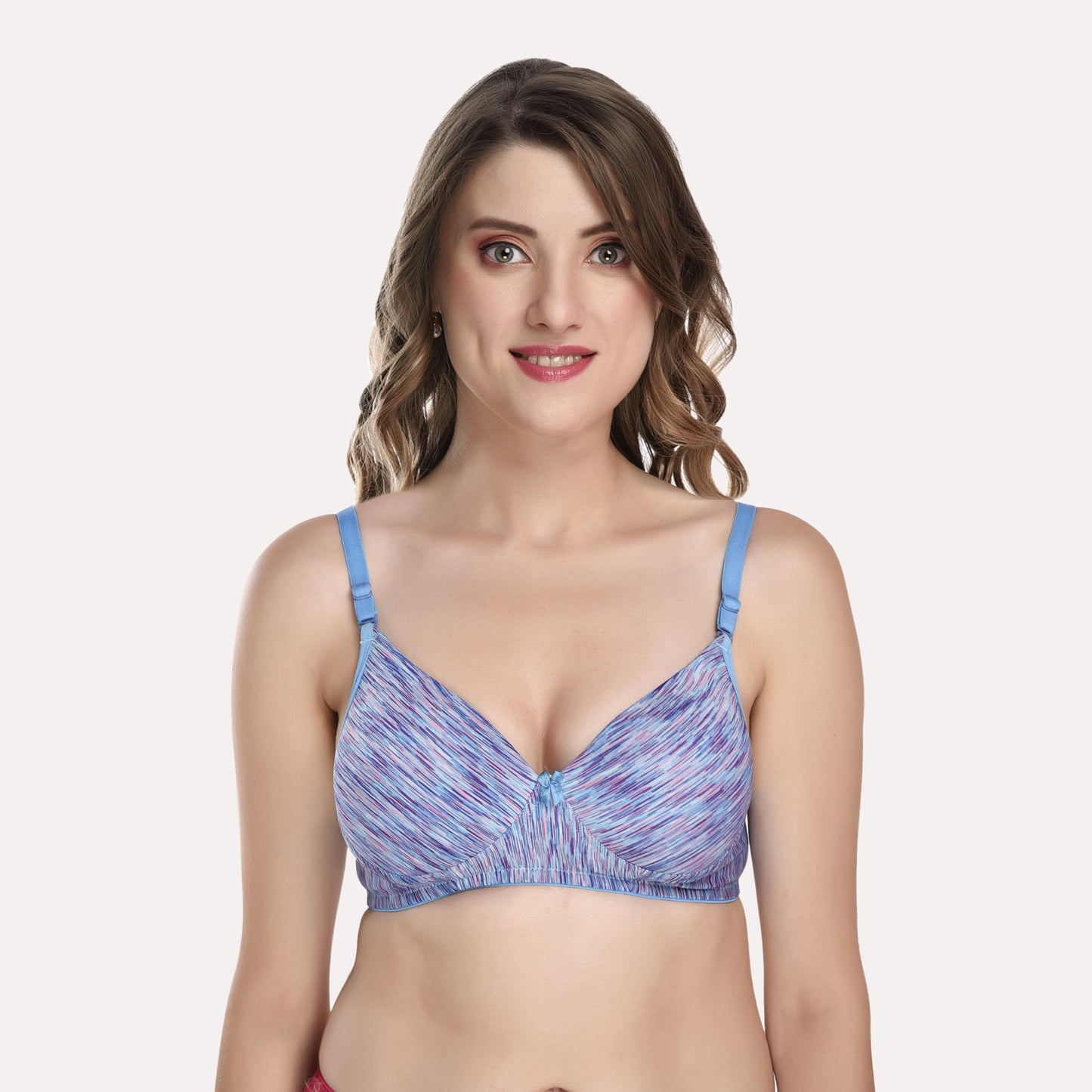 Purple & Blue Pack Of 3 Rapid Dry Abstract Bra Lightly Padded