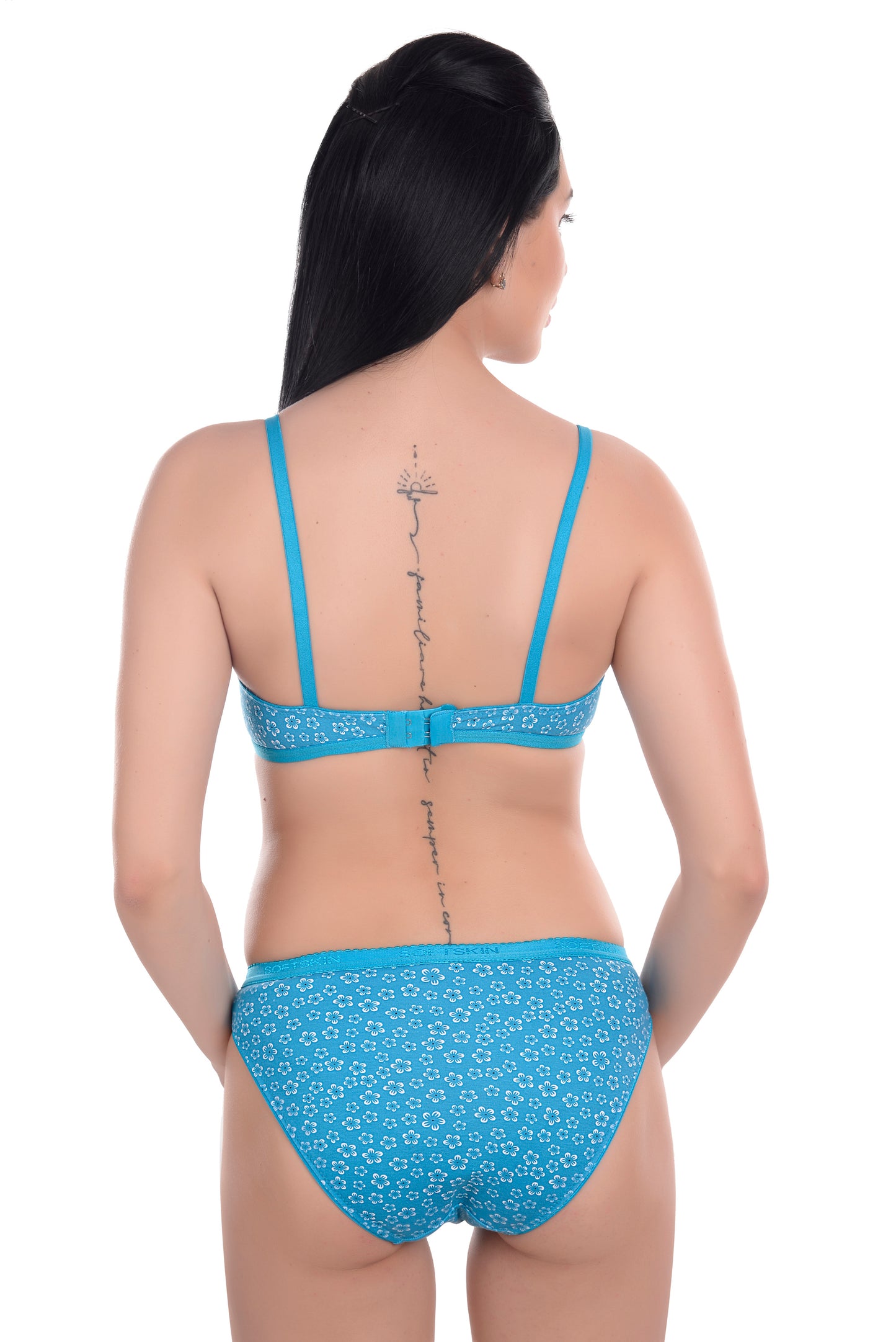 Softskin Womens Printed Cotton Bra & Panty Set - Pack of 3