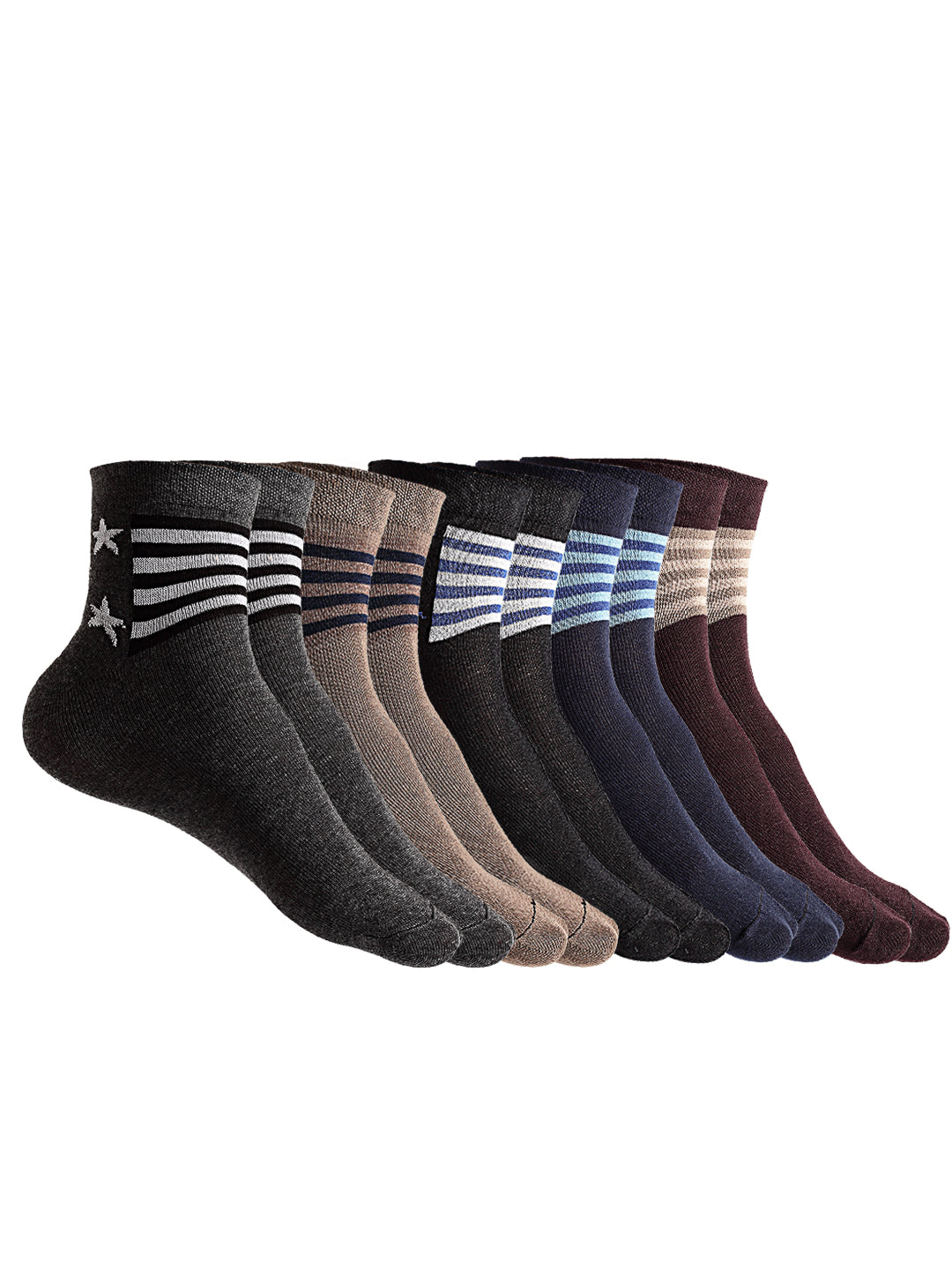 Texlon Men's Ankle Length Cotton Multicolor Socks (Pack of 5 Pairs)