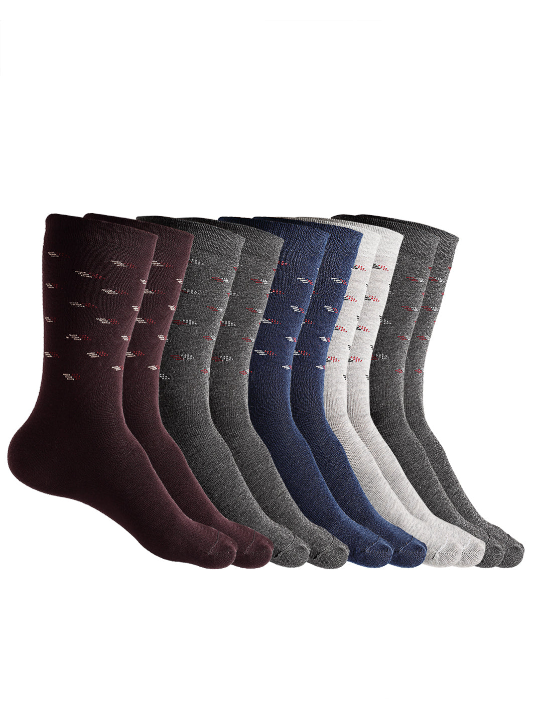 Texlon Men's Calf Length Cotton Spandex Socks (Multicolor, Free Size) - Pack of 5