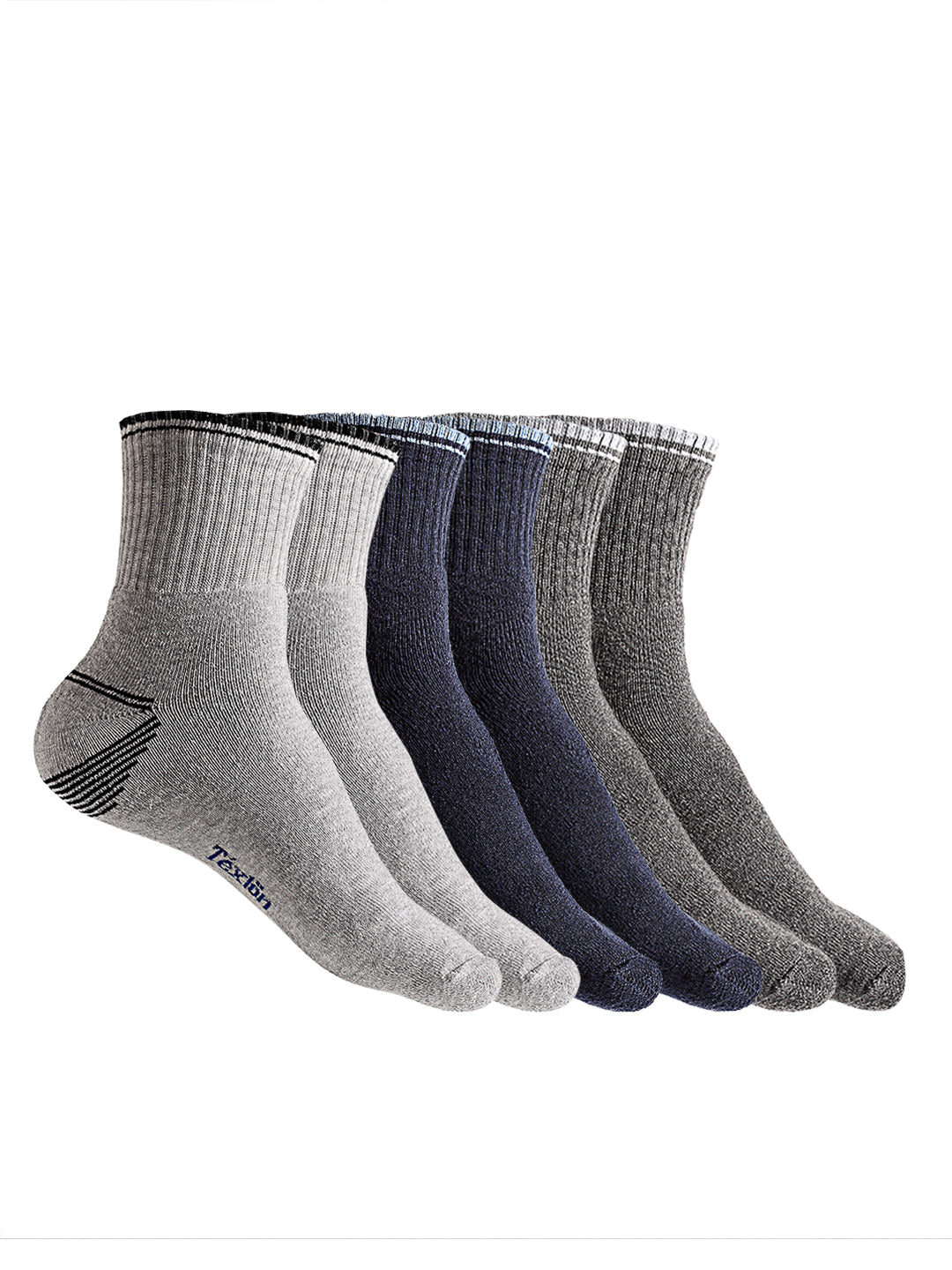 Texlon Men's Thick Terry Ankle length Sports Socks (Free Size) (Multicolor) - Pack Of 3 Pair
