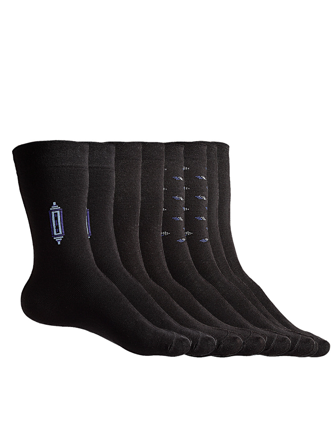 Texlon Men's Calf Length Cotton Spandex Socks (Black, Free Size) - Pack of 5 Pairs