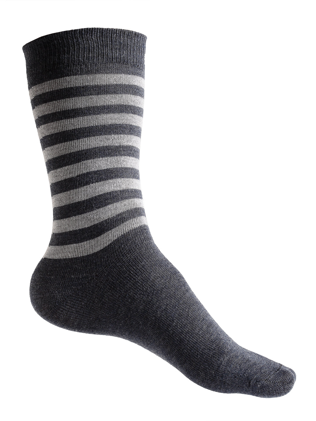 Texlon Men's Woolen Calf Length Striped Thick Winter Wear Socks (Multicolor, Free Size) - Pack of 5 Pairs